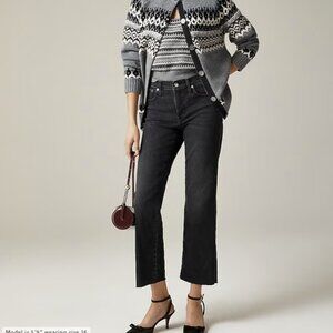 J. Crew Women's Black Mid-rise cropped kickout jean in 2003 stretch SZ 33 NWT